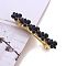 Metal Rhinestone Hair Bobbin Pins, Jet, 75x10mm