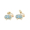 Brass Micro Pave Cubic Zirconia Pendants, Sheep Charms, with Enamel, Rack Plating, Real 18K Gold Plated, Lead Free & Cadmium Free, Long-Lasting Plated, with Jump Ring, Sky Blue, 12.5x14x2.5mm, Hole: 3.4mm