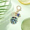 Alloy Enamel Keychains, with Alloy Keychain Clasp Findings, Leaf with Mushroom, Golden, Deep Sky Blue, 86mm