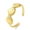 Shell Shape 304 Stainless Steel Open Cuff Rings for Women, Real 18K Gold Plated, 7mm, Adjustable