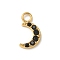 Ion Plating(IP) 304 Stainless Steel with Rhinestone Charms, Real 14K Gold Plated, Moon Charm, Jet, 13.5x7.5x2mm, Hole: 2.5mm
