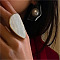 Alloy & Resin Adjustable Cuff Rings for Women, Nuggets, Golden, Floral White, Inner Diameter: Adjustable