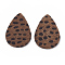 Imitation Leather Big Pendants, with Faux Fur, teardrop, Saddle Brown, 55x36x1mm, Hole: 1mm