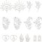 14Pcs 7 Style 201 Stainless Steel Pendants, Laser Cut, Mixed Shapes, Stainless Steel Color, 2pcs/style