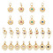 24Pcs 3 Styles Brass Micro Pave Cubic Zirconia Pendants, with Jump Ring, Real 18K Gold Plated, Mixed Color, 12~12.5x5.5~10x2~2.7mm, Jump Rings: 5x0.8mm, Inner Diameter: 3mm, 8pcs/style