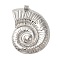 Non-Tarnish 304 Stainless Steel Pendants, Spiral Shell Charm, Stainless Steel Color, 44x34x5mm, Hole: 4mm