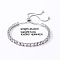 Brass Micro Pave Cubic Zirconia Slider Bracelets for Woman, Square, Pink, Inner Diameter: 6-3/4 inch(17cm)