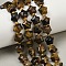 Natural Tiger Eye Beads Strands, Chunky Star, with Seed Beads, 9~9.5x10x6mm, Hole: 0.8~0.9mm, about 35pcs/strand, 14.72~15''(37.4~38.1cm)