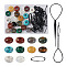 Plastic Hair Braiding Twist Styling Tool Set, with 20Pcs 10 Style Natural & Synthetic Gemstone Beads and 100Pcs Disposable Elastic Hair Rubber Bands, Beads: 13~14x7~8mm, Hole: 5mm, 2pcs/style