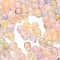 Frosted Transparent Acrylic Beads, Round, with Gold Foil & Glitter, Gradient Color, Linen, 8x7.5mm, Hole: 2mm, about 2000pcs/500g
