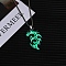 Stainless Steel Box Chain Necklaces, Luminous Dragon Flame Pandant Necklace, Green, 23.62 inch(60cm)
