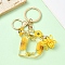 Resin & Alloy Enamel Keychain, with Alloy Clasp and Iron Rings, Letter D, 6cm, Pendant: 20~45mm