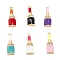 Brass Micro Pave Clear Cubic Zirconia Pendants, with Enamel, Long-Lasting, Lipstick, Real 18K Gold Plated, Mixed Color, 18x6x3.5mm, Hole: 1mm