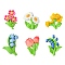 12Pcs 6 Styles Opaque Resin Decoden Cabochons, Flower, Lime Green, 29~36x21.5~30x7.5~8mm, 2pcs/style