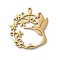 304 Stainless Steel Pendants, Laser Cut, Hummingbird with Flower Charm, Real 18K Gold Plated, 29x25.5x1mm, Hole: 1.5mm