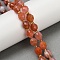 Natural South Red Agate Beads Strands, Faceted, Oval, with Seed Beads, 10x8mm, Hole: 1mm, about 34pcs/strand, 15.16''~15.35''(38.5~39cm)