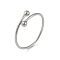 Non-Tarnish 304 Stainless Steel Round Ball Open Cuff Finger Rings for Women, Stainless Steel Color, 4mm, Inner Diameter: 17mm