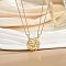 2Pcs Brass Pave Clear Zirconia Magnetic Couple Sun Moon Pendant Necklaces, Golden, 17.72 inch(45cm)