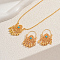 Bohemian Synthetic Turquoise Tassel Earrings & Necklaces Set for Women, Metal Jewelry Sets, Golden, Necklaces: 18.50 inch(47cm), Earring: 1.57x0.98 inch(4x2.5cm)
