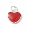 S925 Sterling Silver Pendant, with Enamel, FireBrick, 10.5x10x3mm