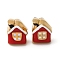 304 Stainless Steel Enamel Beads, House, FireBrick, 7.5x6.5x6.5mm, Hole: 2mm