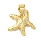 Starfish Rack Plating Brass Charms, Cadmium Free & Lead Free, Long-Lasting Plated, Real 18K Gold Plated, 13x14.5x2mm, Hole: 5x3.5mm
