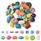 70Pcs 14 Style Crackle Opaque Acrylic Beads, Imitation Turquoise, Mixed Shapes, Star/Flower/Oval, Mixed Color, 17~39x19.5~37x5~13mm, Hole: 1.5~3mm, 5pcs/style