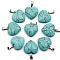 Synthetic Turquoise Pendant, Heart-Shaped, 20mm