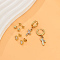 3 Pairs Elegant Stainless Steel Earring Sets, Real 18K Gold Plated, Wheat, 8~16x5~9mm
