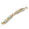 Natural Shoushan Stone & Plastic Imitation Pearl Disc Beaded Connector Charms/Links, with 304 Stainless Steel Findings, Real 18K Gold Plated, 65mm, Hole: 3.5mm