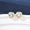 Brass Micro Pave Clear Cubic Zirconia Stud Earrings, Rack Plating, Long-Lasting Plated, Cadmium Free & Lead Free, Real 18K Gold Plated, Heart, 8.5x8.5mm