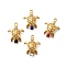 304 Stainless Steel Micro Pave Rhinestone Pendants, Tortoise Charms, Ion Plating(IP),  Real 18K Gold Plated, Mixed Color, 19x14x6.5mm, Hole: 1.4mm