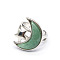 Moon & Star Natural Aventurine Adjustable Rings, Brass Jewely for Women, Inner Diameter: Adjustable