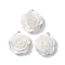 304 Stainless Steel & Opaque Resin Pendants, Flower Charms with Glitter Powder, Stainless Steel Color, White, 21x19x10mm, Hole: 2mm