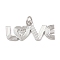 Brass Micro Pave Cubic Zirconia Pendants, Word LOVE, Cadmium Free & Lead Free, Rack Plating, Long-Lasting Plated, with Jump Ring, Platinum, 11x25.5x1.5mm, Hole: 3.4mm
