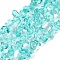 Transparent Glass Beads Strands, Imitation Gemstone, Nuggets, Cyan, 2.5~4x3~12x2~4mm, Hole: 0.5mm, 30.71''(78cm)