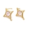 Star Brass Glass Stud Earring Findings, Nickel Free, Real 18K Gold Plated, Pearl Pink, 19x17mm, Hole: 1.2mm, Pin: 0.9mm
