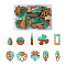 20Pcs 10 Style Transparent Resin & Walnut Wood Pendants, with Gold Foil, Two Tone, Flower & Leaf & Fleur De Lis & Rectangle & Teardrop & Flat Round, Pale Turquoise, 2pcs/style
