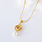 3Pcs Stainless Steel Minimalist Floral Twist with White Round Pendant Necklaces for Women, Golden, 15.75 inch(40cm)