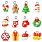 24Pcs 12 Styles Christmas Theme Opaque Resin Pendants, with Platinum Iron Loop, Mixed Shapes, 6.5~18.5x10~16x5~6.5mm, Hole: 2mm, 2pcs/style