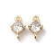 Brass Connector Charms, with Clear Glass, Flat Round Links, Real 18K Gold Plated, 9x5.5x3.5mm, Hole: 1mm