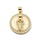 Brass Micro Pave Clear Cubic Zirconia Pendants, with Sythetic Opal, Flat Round, Real 18K Gold Plated, Human, 24.5x21.5x6.5mm, Hole: 4x3.5mm
