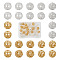 Pandahall 30Pcs 6 Style Brass Beads, Hollow, Round, Golden & Silver, 7.5~8.5x7.5mm, Hole: 1.2~1.6mm, 5pcs/style