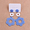 304 Stainless Steel Dangle Stud Earrings, Flower, with Acrylic, Platinum, Cornflower Blue, 80x40mm