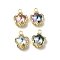 Alloy Pendants, with Rhinestone & Glass, Lead Free & Cadmium Free & Nickel Free, Rack Plating, Flower, Mixed Color, Golden, 19x14.5x7mm, Hole: 2mm