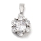 Brass Micro Pave Clear Cubic Zirconia Pendants, Flower Charms, Platinum, 13x10x4mm, Hole: 4.5x2.5mm
