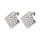 304 Stainless Steel Stud Earring Finding, Stainless Steel Color, Rhombus, 19x19mm, Hole: 1.4mm, Pin: 0.5mm