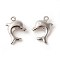 Brass Pendants, Rack Plating, Dolphin, Platinum, 16x10.5x3.5mm, Hole: 1mm