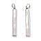Brass Pave Natural Shell Pendants, Rectangle Charms with Jump Rings, Platinum, 25.5x3.5x1.5mm, Hole: 3mm