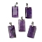 Natural Amethyst Faceted Pendants, Rectangle Charms with Stainless Steel Bails, Stainless Steel Color, 25x13x4mm, Hole: 5x4mm